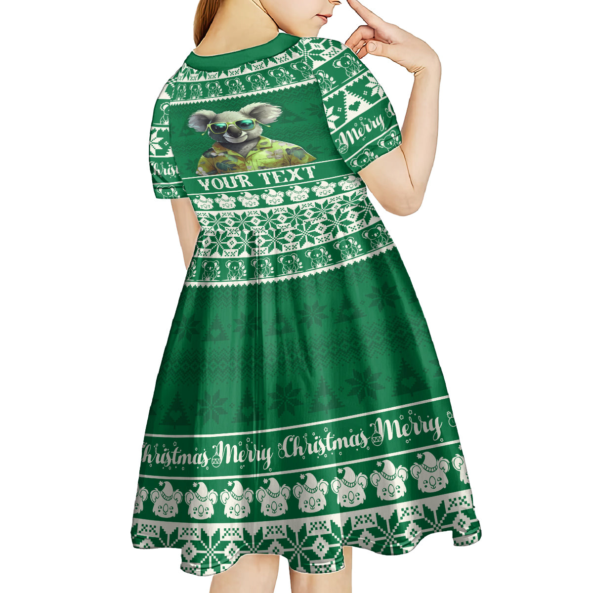 personalised-australia-koala-christmas-kid-short-sleeve-dress-santa-koala-stay-cool