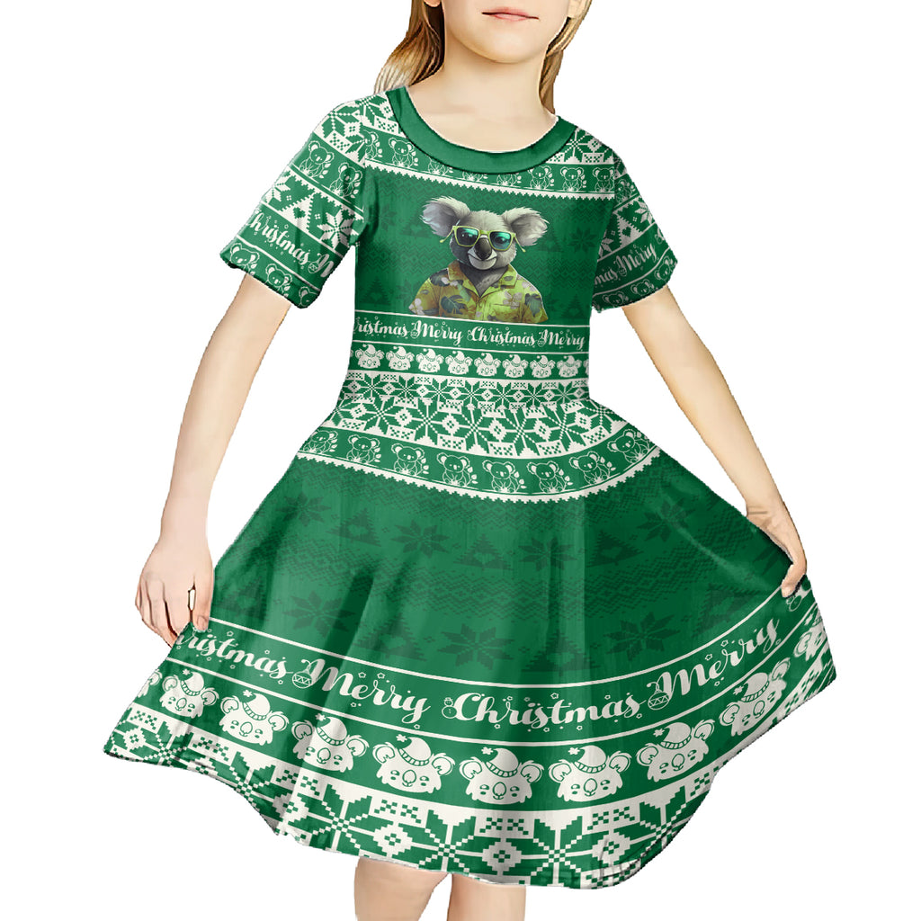 personalised-australia-koala-christmas-kid-short-sleeve-dress-santa-koala-stay-cool