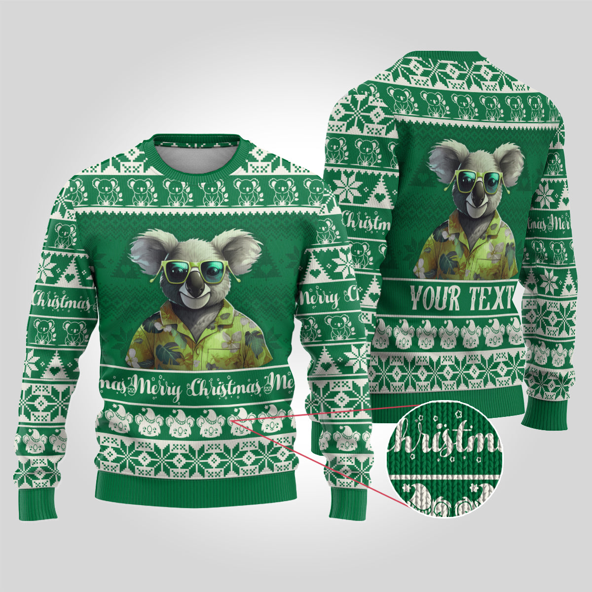 personalised-australia-koala-christmas-ugly-christmas-sweater-santa-koala-stay-cool