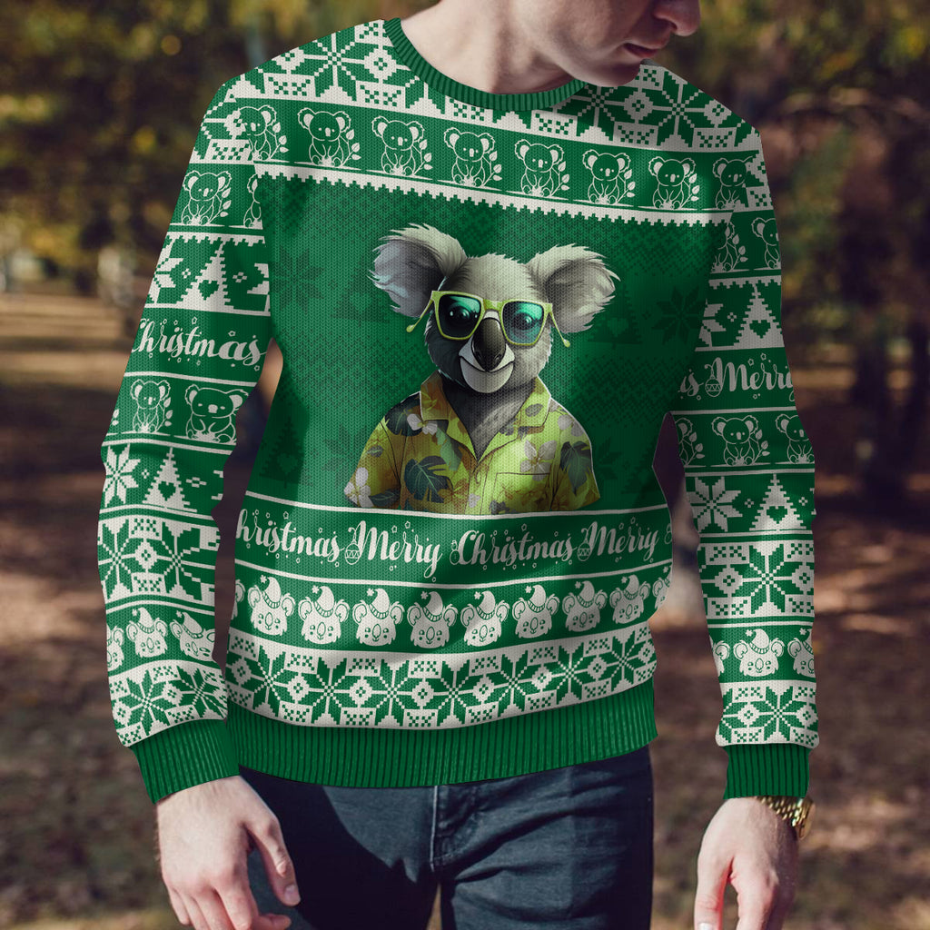 personalised-australia-koala-christmas-ugly-christmas-sweater-santa-koala-stay-cool