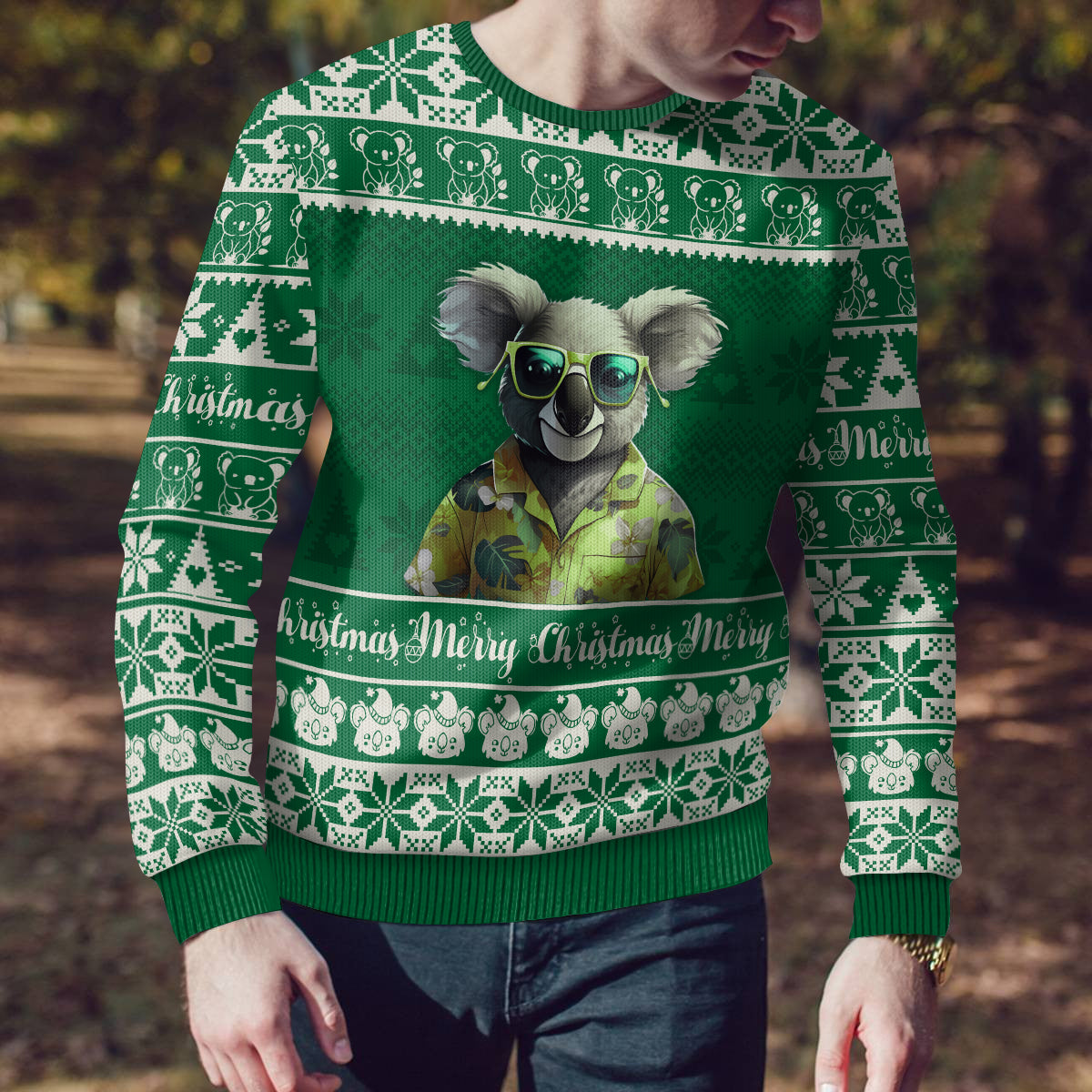 personalised-australia-koala-christmas-ugly-christmas-sweater-santa-koala-stay-cool