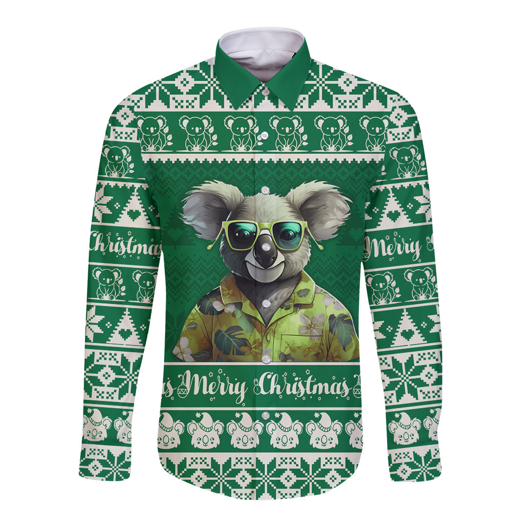 personalised-australia-koala-christmas-long-sleeve-button-shirt-santa-koala-stay-cool