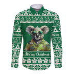 personalised-australia-koala-christmas-long-sleeve-button-shirt-santa-koala-stay-cool