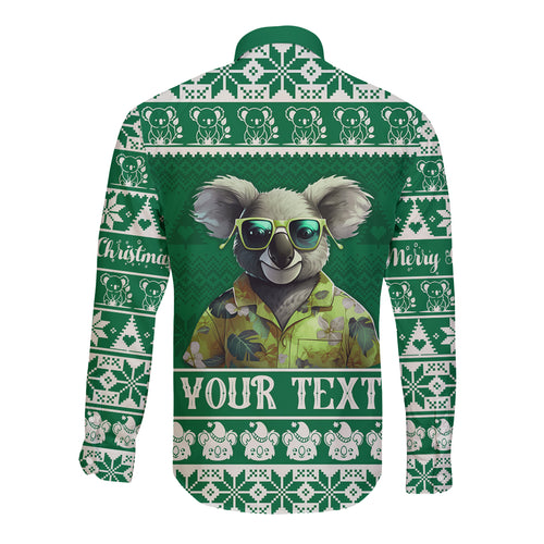personalised-australia-koala-christmas-long-sleeve-button-shirt-santa-koala-stay-cool