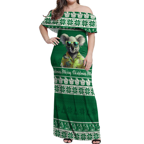 personalised-australia-koala-christmas-off-shoulder-maxi-dress-santa-koala-stay-cool
