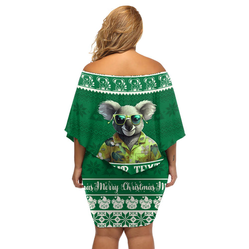 personalised-australia-koala-christmas-off-shoulder-short-dress-santa-koala-stay-cool