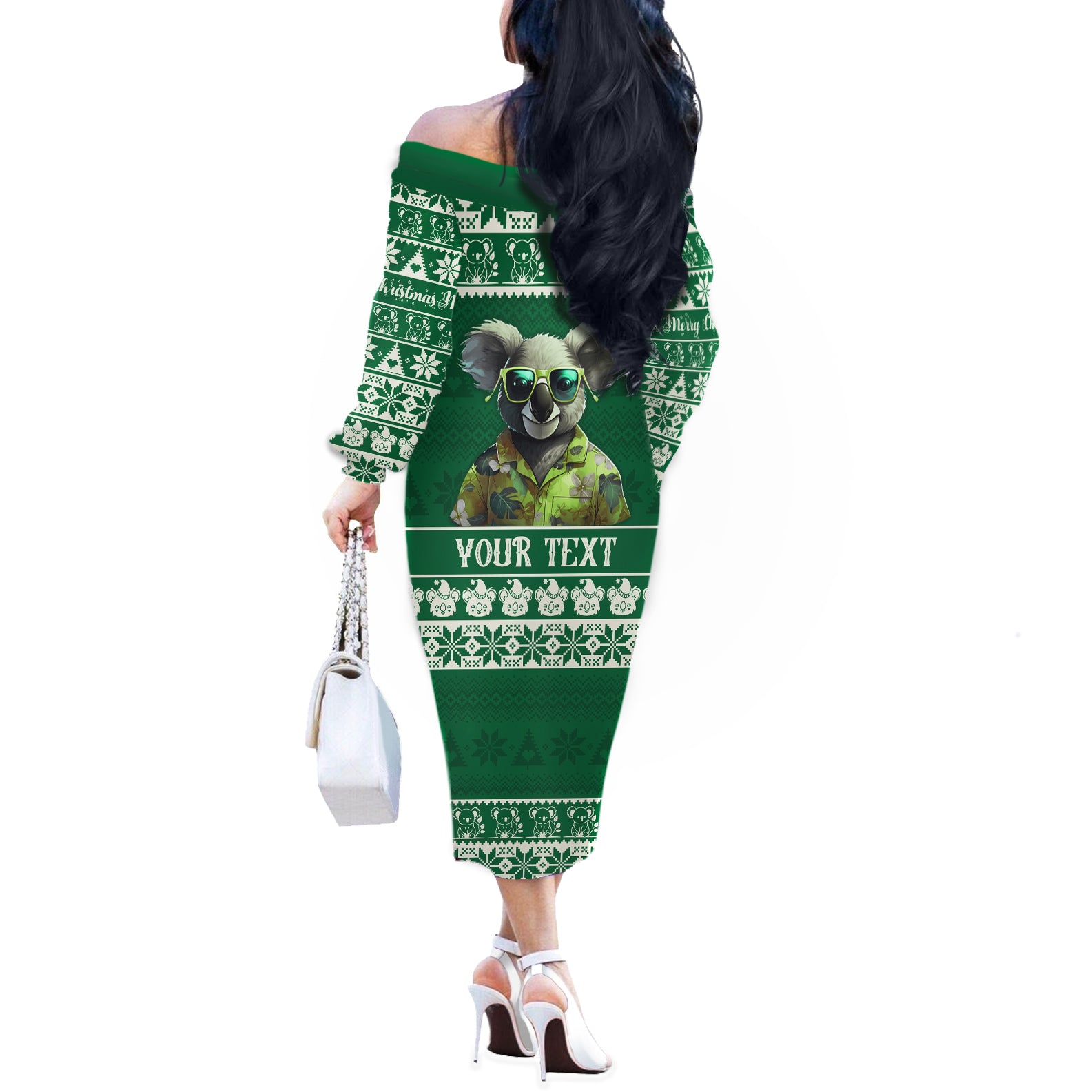 personalised-australia-koala-christmas-off-the-shoulder-long-sleeve-dress-santa-koala-stay-cool