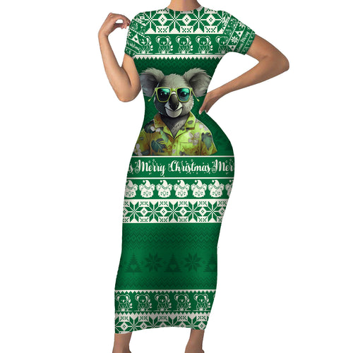 personalised-australia-koala-christmas-short-sleeve-bodycon-dress-santa-koala-stay-cool