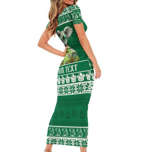 personalised-australia-koala-christmas-short-sleeve-bodycon-dress-santa-koala-stay-cool