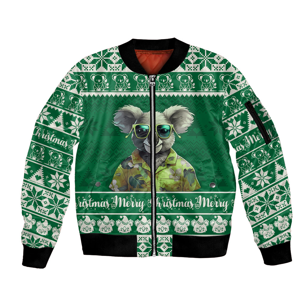 personalised-australia-koala-christmas-sleeve-zip-bomber-jacket-santa-koala-stay-cool