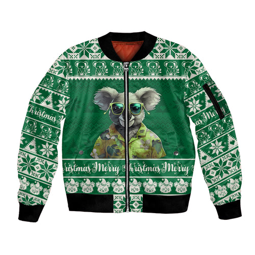 personalised-australia-koala-christmas-sleeve-zip-bomber-jacket-santa-koala-stay-cool