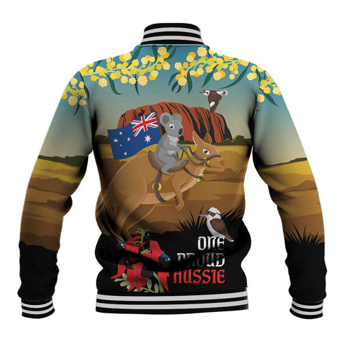 26 January One Proud Aussie Baseball Jacket Kangaroo and Koala Happy Australia Day
