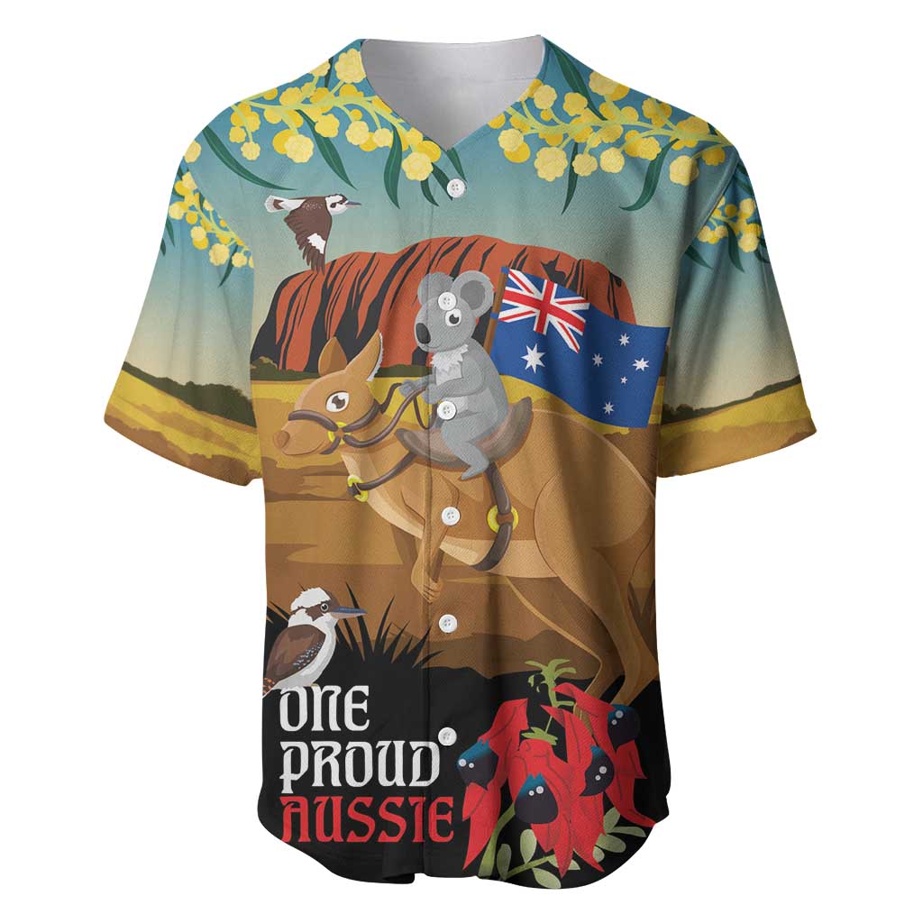 26 January One Proud Aussie Baseball Jersey Kangaroo and Koala Happy Australia Day