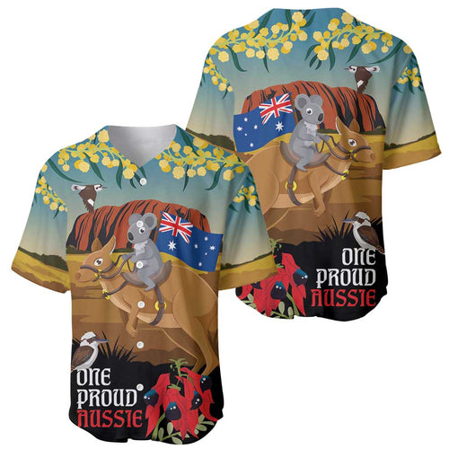 26 January One Proud Aussie Baseball Jersey Kangaroo and Koala Happy Australia Day