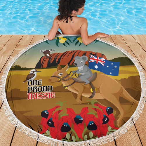 26 January One Proud Aussie Beach Blanket Kangaroo and Koala Happy Australia Day