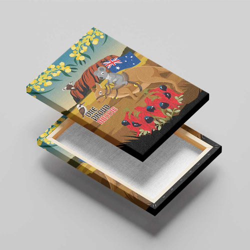 26 January One Proud Aussie Canvas Wall Art Kangaroo and Koala Happy Australia Day