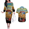 26 January One Proud Aussie Couples Matching Off The Shoulder Long Sleeve Dress and Hawaiian Shirt Kangaroo and Koala Happy Australia Day