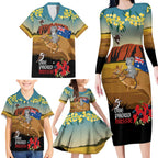 26 January One Proud Aussie Family Matching Long Sleeve Bodycon Dress and Hawaiian Shirt Kangaroo and Koala Happy Australia Day