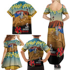 26 January One Proud Aussie Family Matching Summer Maxi Dress and Hawaiian Shirt Kangaroo and Koala Happy Australia Day