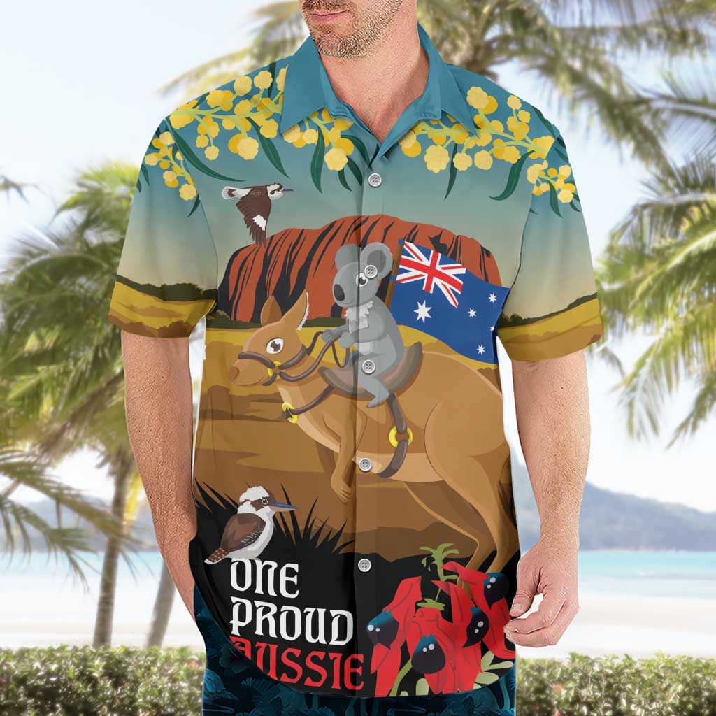 26 January One Proud Aussie Hawaiian Shirt Kangaroo and Koala Happy Australia Day