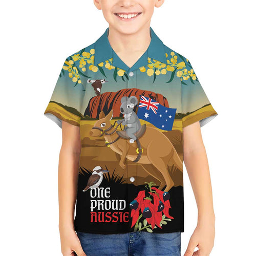 26 January One Proud Aussie Hawaiian Shirt Kangaroo and Koala Happy Australia Day