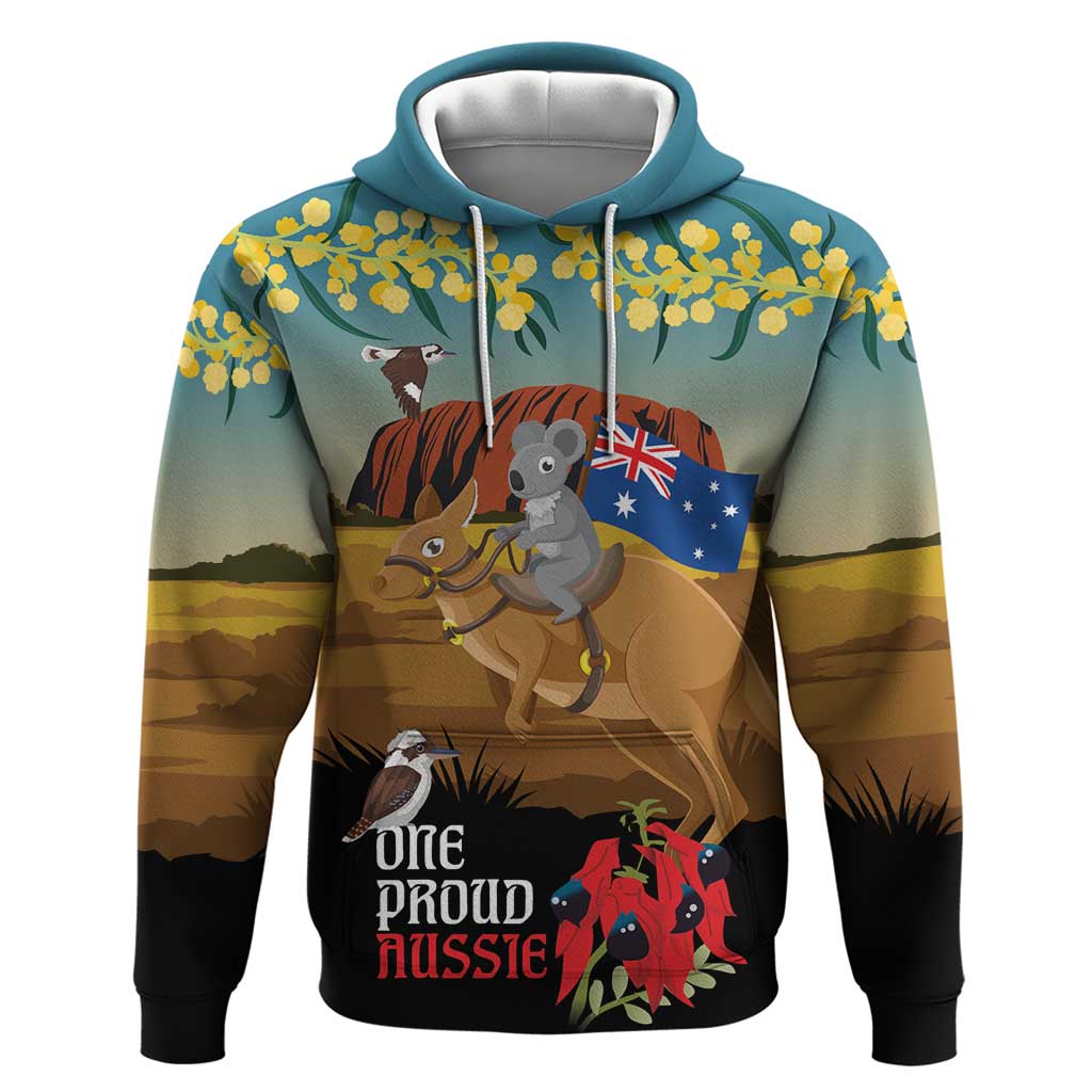 26 January One Proud Aussie Hoodie Kangaroo and Koala Happy Australia Day