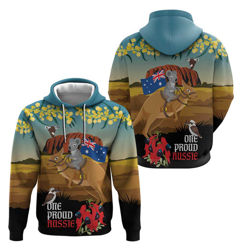 26 January One Proud Aussie Hoodie Kangaroo and Koala Happy Australia Day