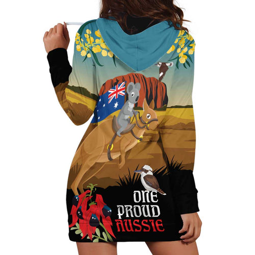 26 January One Proud Aussie Hoodie Dress Kangaroo and Koala Happy Australia Day