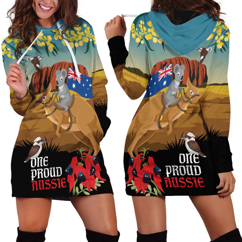 26 January One Proud Aussie Hoodie Dress Kangaroo and Koala Happy Australia Day
