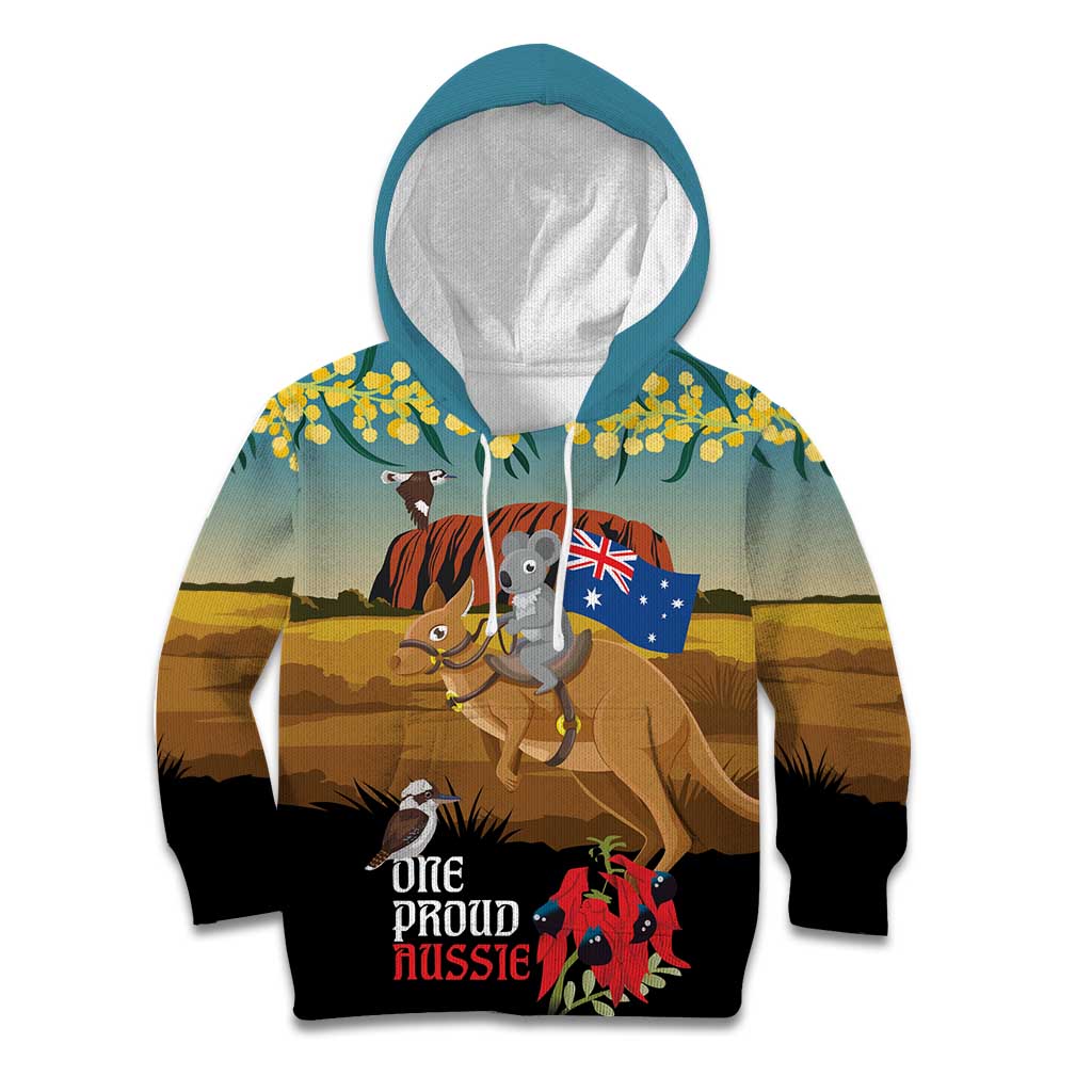 26 January One Proud Aussie Kid Hoodie Kangaroo and Koala Happy Australia Day