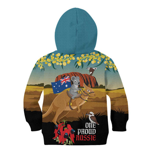 26 January One Proud Aussie Kid Hoodie Kangaroo and Koala Happy Australia Day