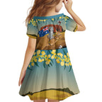 26 January One Proud Aussie Kid Short Sleeve Dress Kangaroo and Koala Happy Australia Day