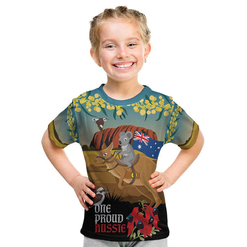 26 January One Proud Aussie Kid T Shirt Kangaroo and Koala Happy Australia Day