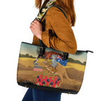 26 January One Proud Aussie Leather Tote Bag Kangaroo and Koala Happy Australia Day