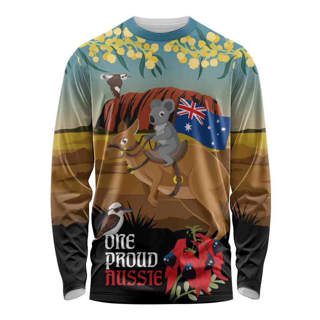 26 January One Proud Aussie Long Sleeve Shirt Kangaroo and Koala Happy Australia Day