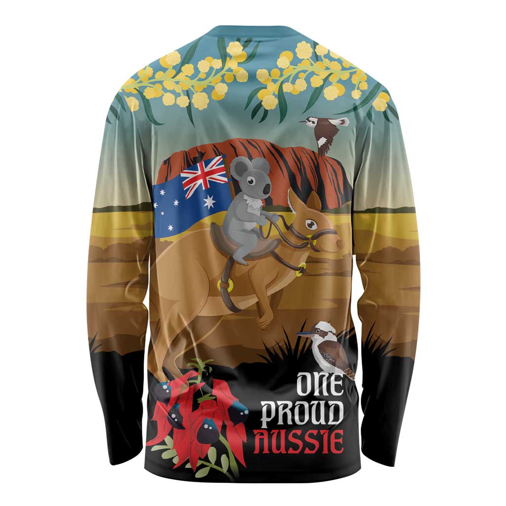26 January One Proud Aussie Long Sleeve Shirt Kangaroo and Koala Happy Australia Day