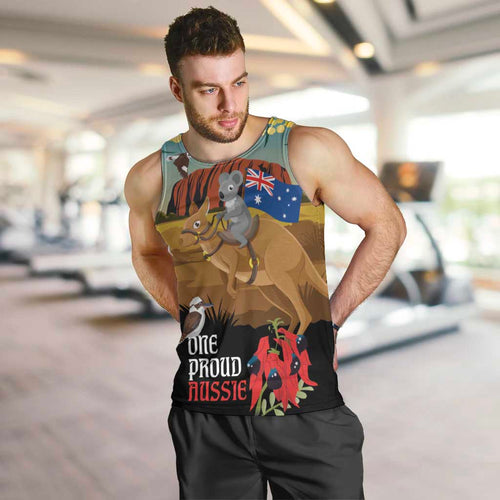 26 January One Proud Aussie Men Tank Top Kangaroo and Koala Happy Australia Day