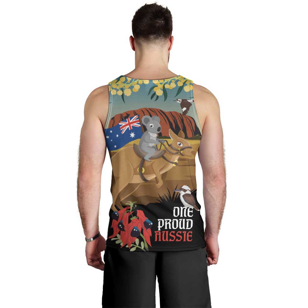 26 January One Proud Aussie Men Tank Top Kangaroo and Koala Happy Australia Day