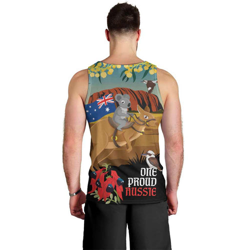 26 January One Proud Aussie Men Tank Top Kangaroo and Koala Happy Australia Day
