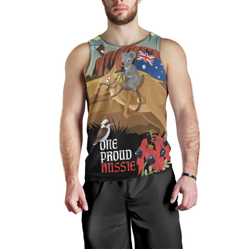 26 January One Proud Aussie Men Tank Top Kangaroo and Koala Happy Australia Day