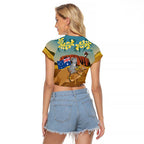26 January One Proud Aussie Raglan Cropped T Shirt Kangaroo and Koala Happy Australia Day