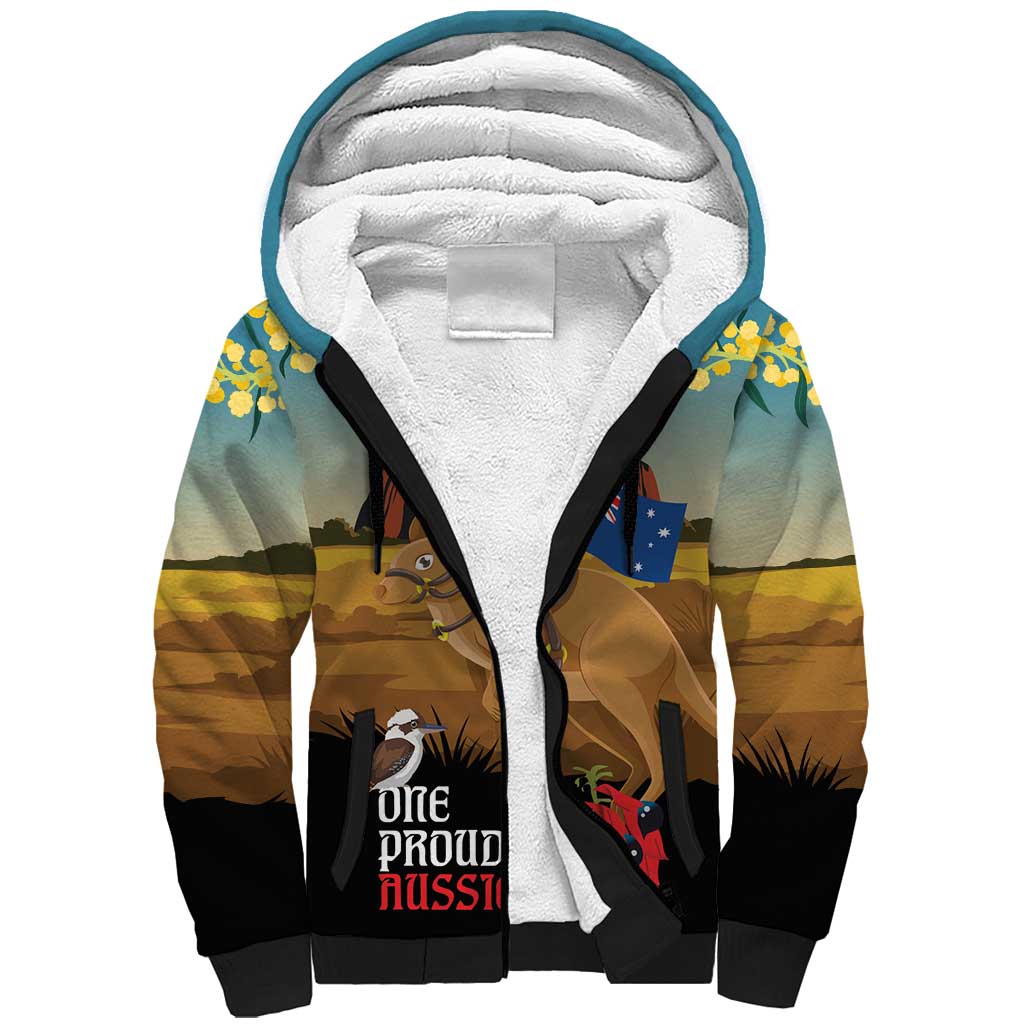 26 January One Proud Aussie Sherpa Hoodie Kangaroo and Koala Happy Australia Day