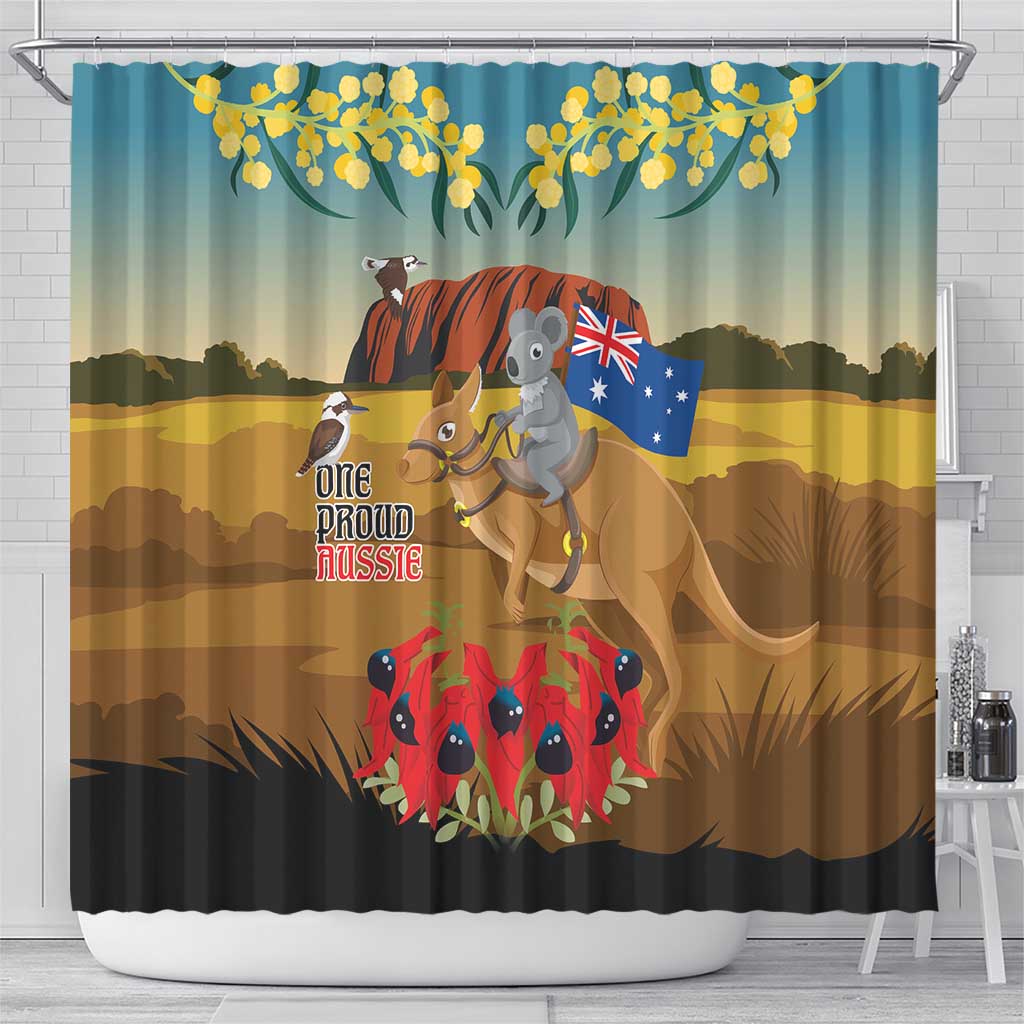 26 January One Proud Aussie Shower Curtain Kangaroo and Koala Happy Australia Day