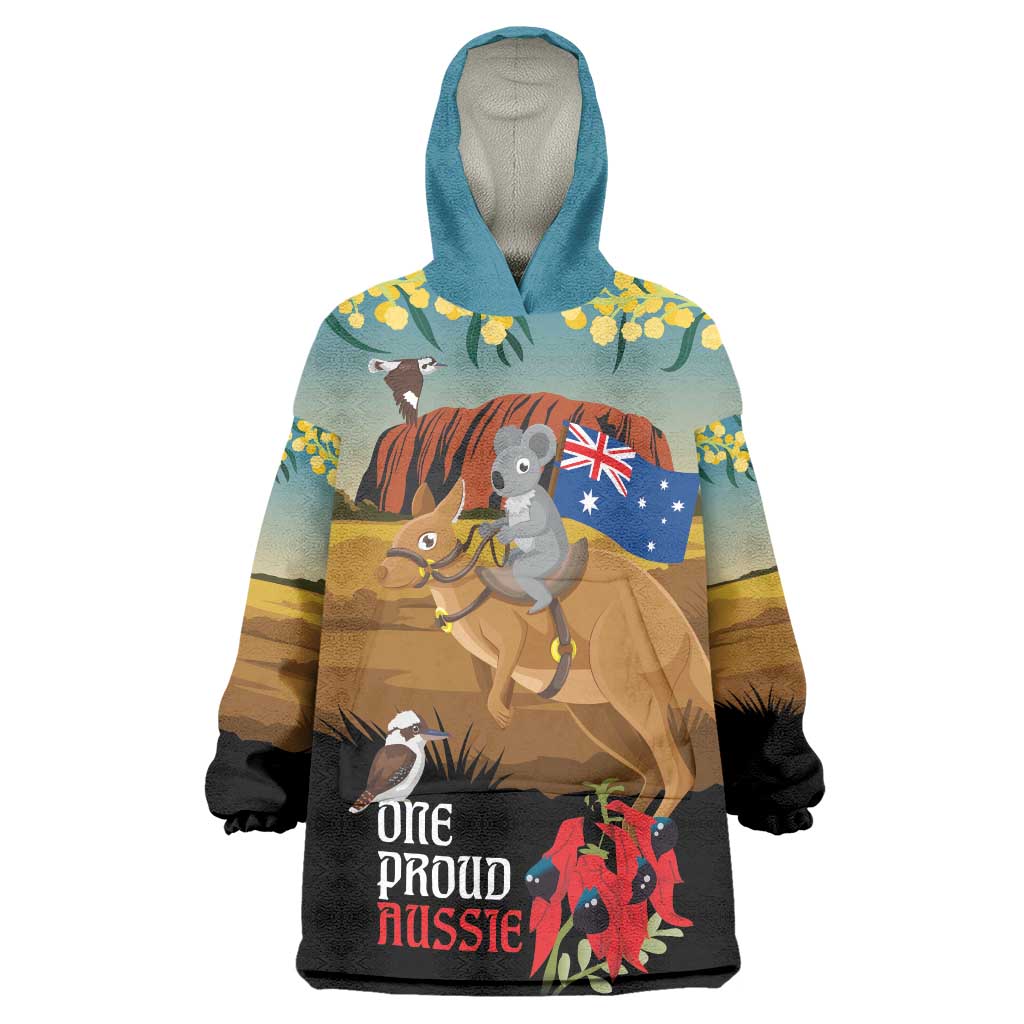 26 January One Proud Aussie Wearable Blanket Hoodie Kangaroo and Koala Happy Australia Day