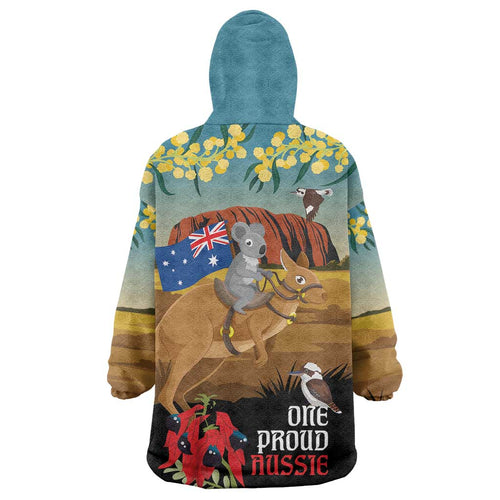 26 January One Proud Aussie Wearable Blanket Hoodie Kangaroo and Koala Happy Australia Day