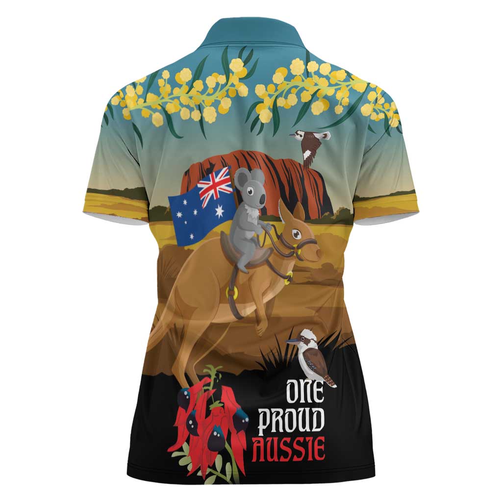 26 January One Proud Aussie Women Polo Shirt Kangaroo and Koala Happy Australia Day