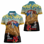 26 January One Proud Aussie Women Polo Shirt Kangaroo and Koala Happy Australia Day