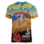 26 January One Proud Aussie Women V-Neck T-Shirt Kangaroo and Koala Happy Australia Day