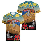 26 January One Proud Aussie Women V-Neck T-Shirt Kangaroo and Koala Happy Australia Day