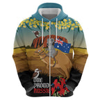 26 January One Proud Aussie Zip Hoodie Kangaroo and Koala Happy Australia Day